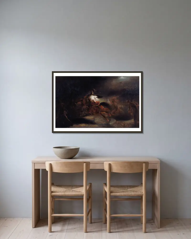 Lenore, The Dead Go Fast av Ary Scheffer inramad på en vägg