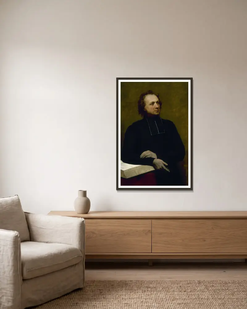 Porträtt av fader Gaspard Deguerry av Ary Scheffer inramad på en vägg