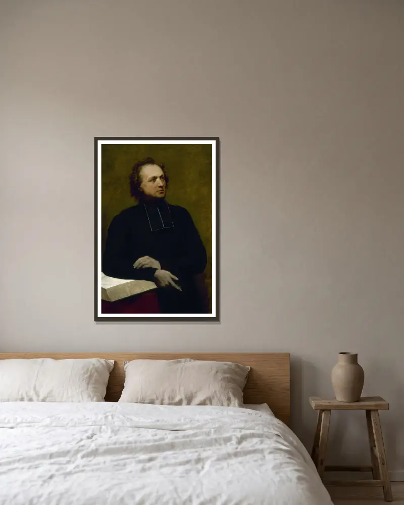 Porträtt av fader Gaspard Deguerry av Ary Scheffer inramad på en vägg