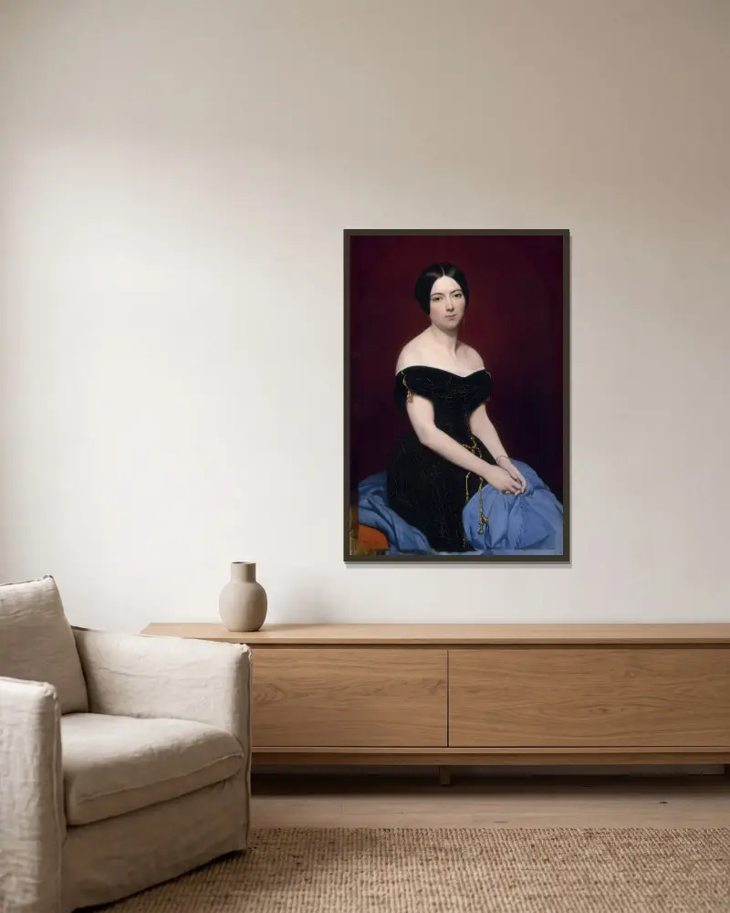 Porträtt av madame Édouard Caillard av Ary Scheffer inramad på en vägg