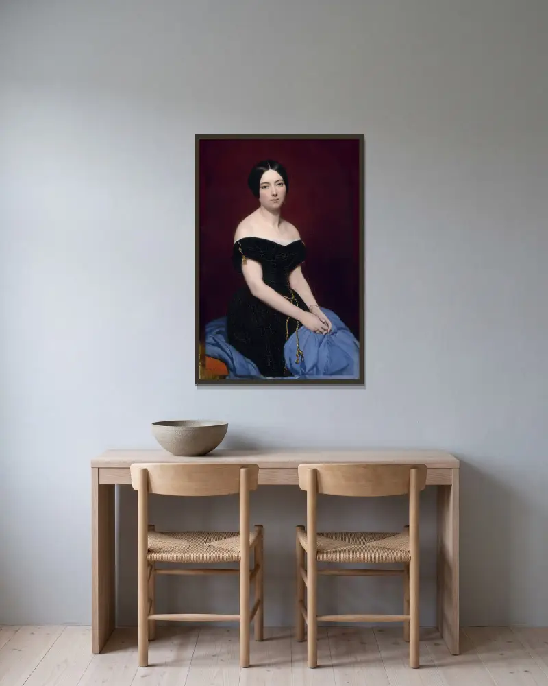 Porträtt av madame Édouard Caillard av Ary Scheffer inramad på en vägg