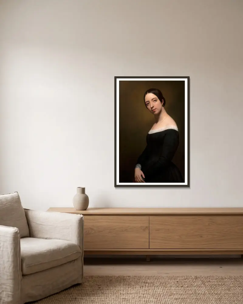 Porträtt av Pauline Viardot av Ary Scheffer inramad på en vägg