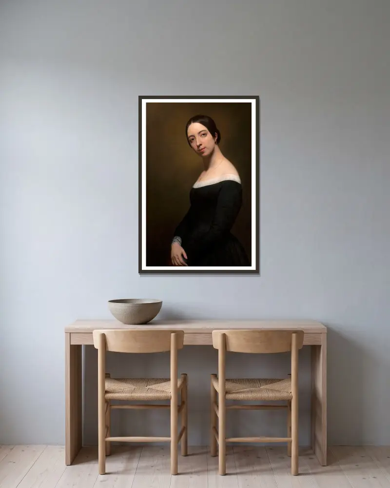Porträtt av Pauline Viardot av Ary Scheffer inramad på en vägg