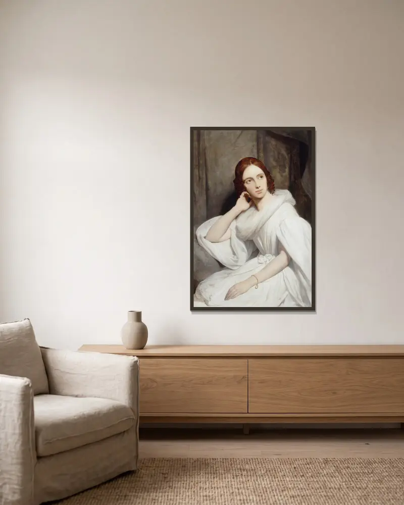 Porträt der Sophie Marin, Witwe des Generalleutnants Baudrand von Ary Scheffer gerahmt an einer Wand