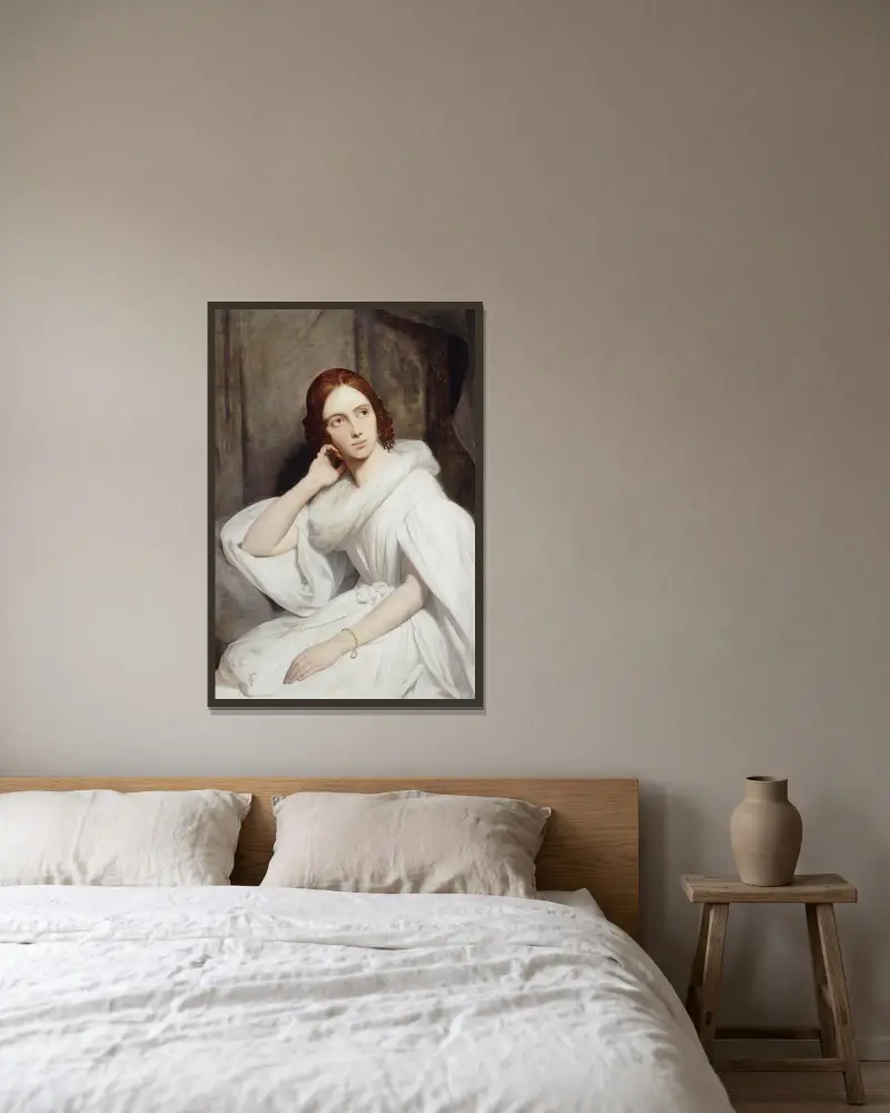 Porträt der Sophie Marin, Witwe des Generalleutnants Baudrand von Ary Scheffer gerahmt an einer Wand