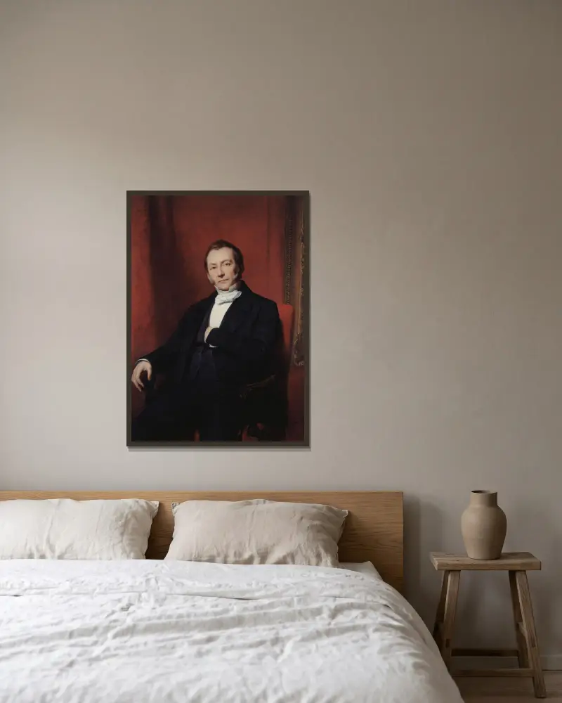Förmodat porträtt av Jean Abraham Nottebohm av Ary Scheffer inramad på en vägg