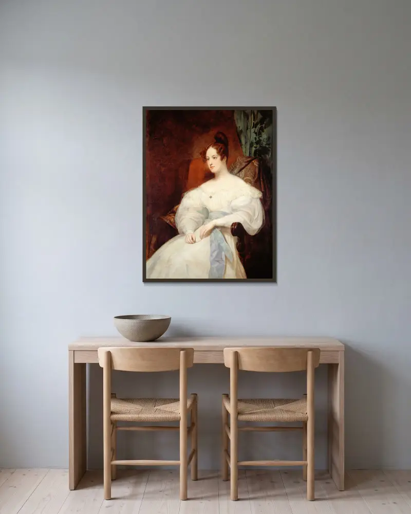 Portrait présumé de la princesse Louise d’Orléans av Ary Scheffer inramad på en vägg