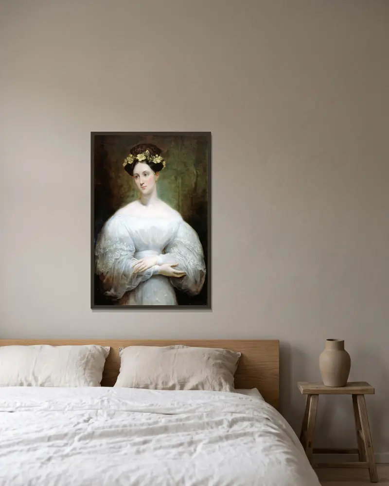 Förmodat porträtt av prinsessan Marie av Orléans av Ary Scheffer inramad på en vägg
