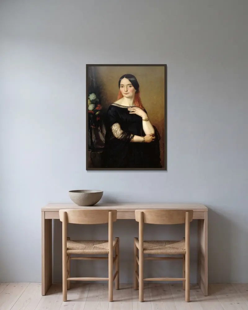 Portrait présumé de Melle Mars av Ary Scheffer inramad på en vägg