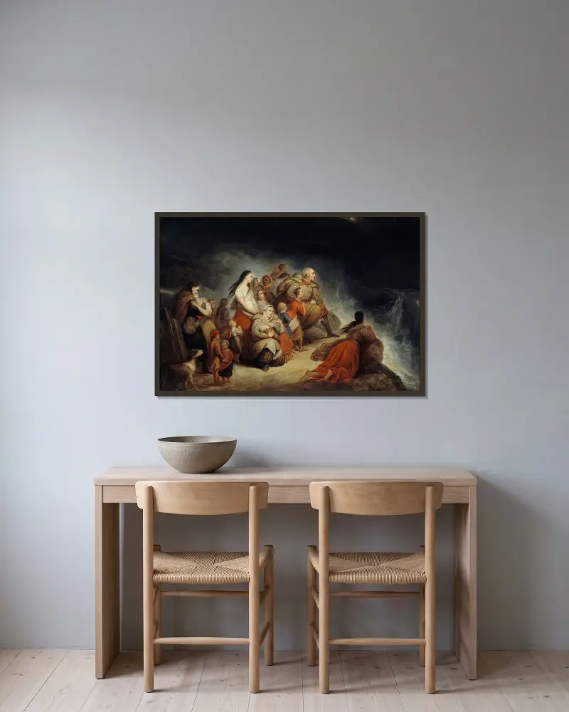Storm av Ary Scheffer inramad på en vägg