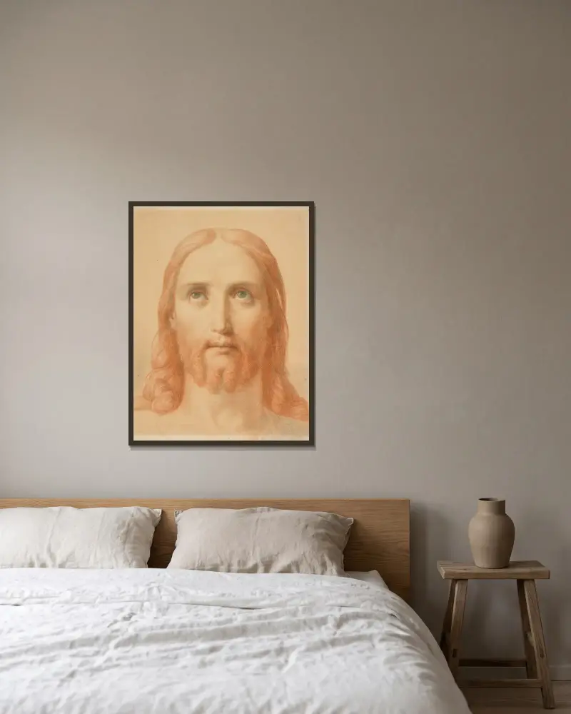 Study For Christus Consolator av Ary Scheffer inramad på en vägg