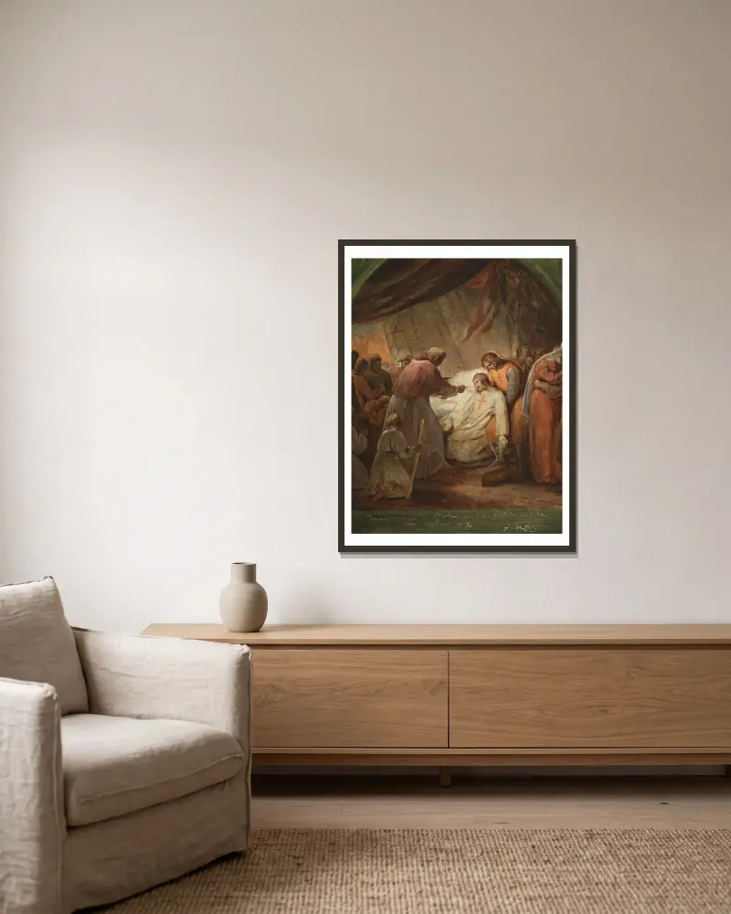 The Last Communion of Saint Louis av Ary Scheffer inramad på en vägg