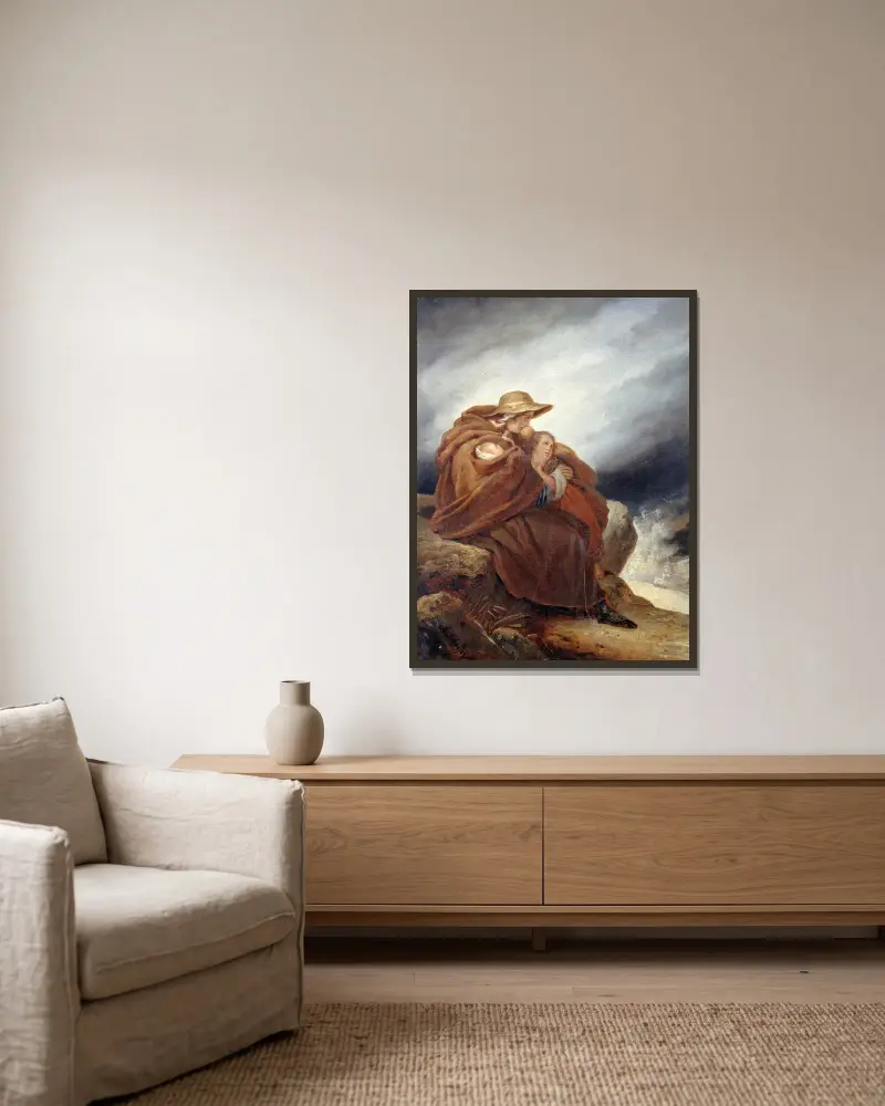 The sailor’s family av Ary Scheffer inramad på en vägg