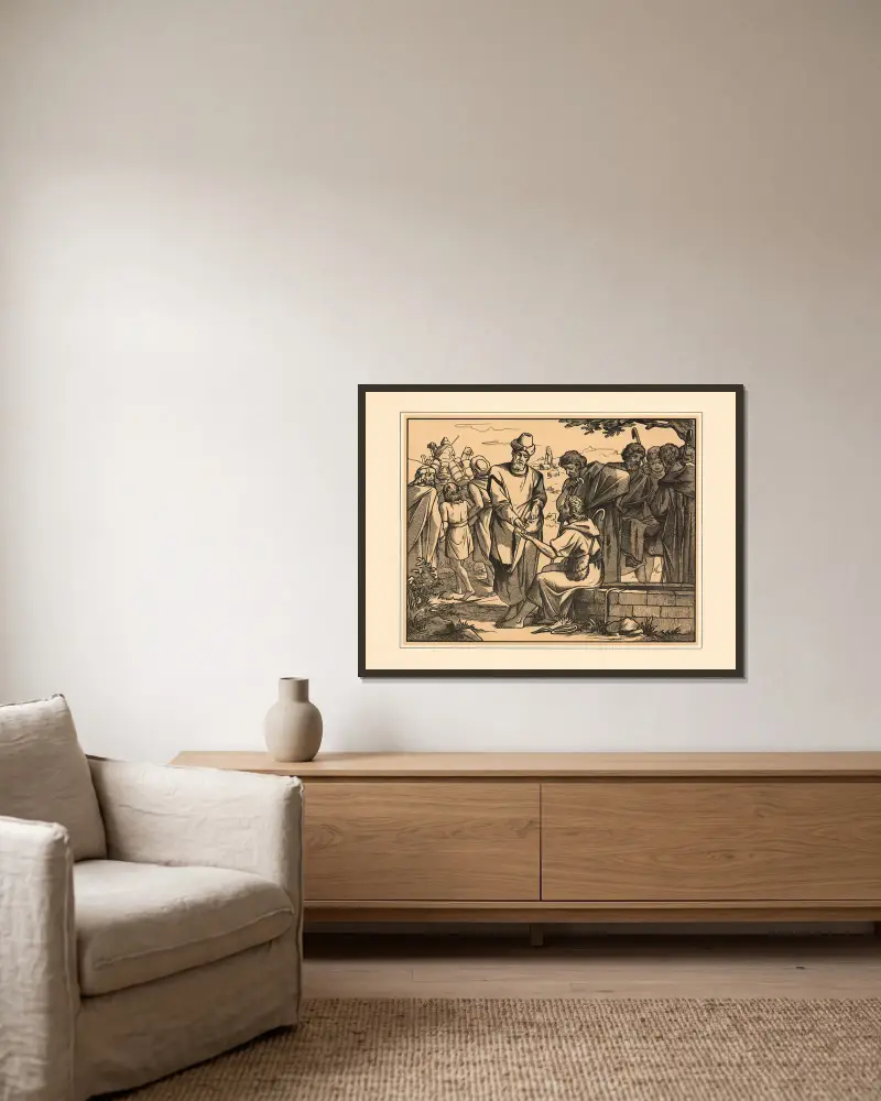 Joseph is sold by his brothers av Aschendorff inramad på en vägg