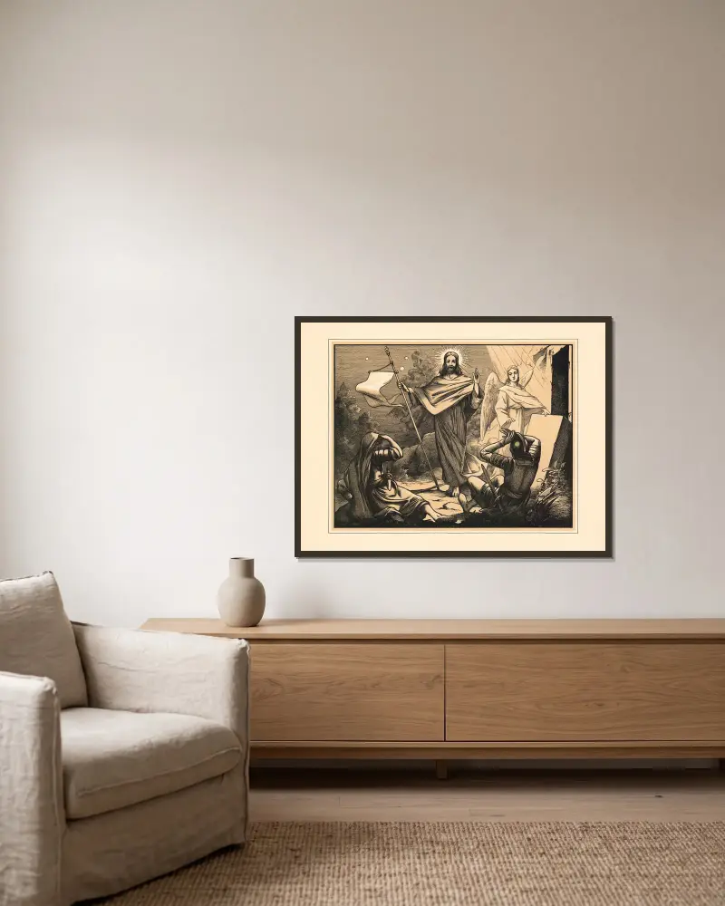 Die Auferstehung von Aschendorff gerahmt an einer Wand