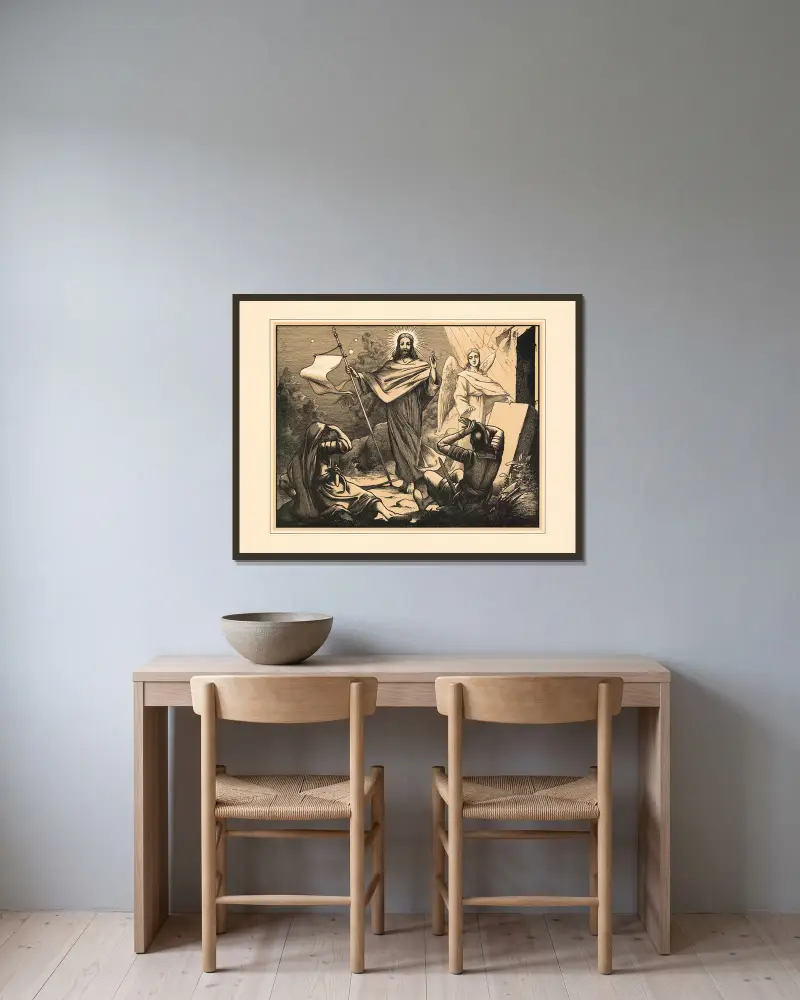 Die Auferstehung von Aschendorff gerahmt an einer Wand