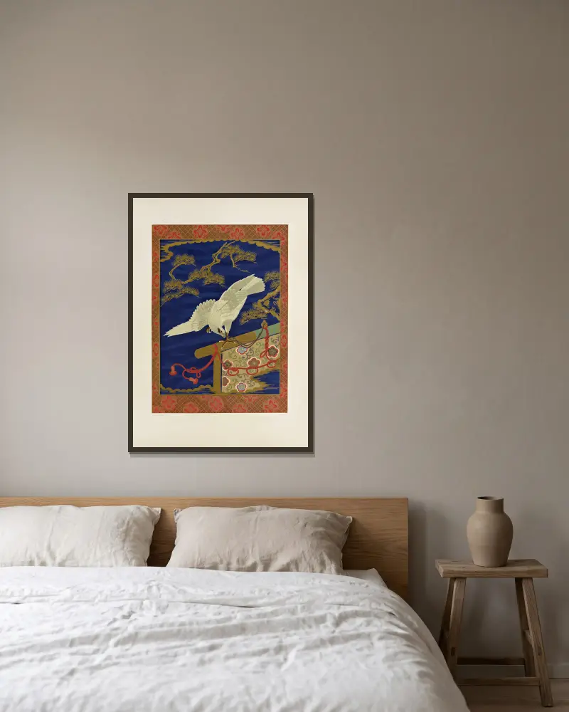 Die ornamentalen Künste Japans, Tafel 28 von George Ashdown Audsley gerahmt an einer Wand