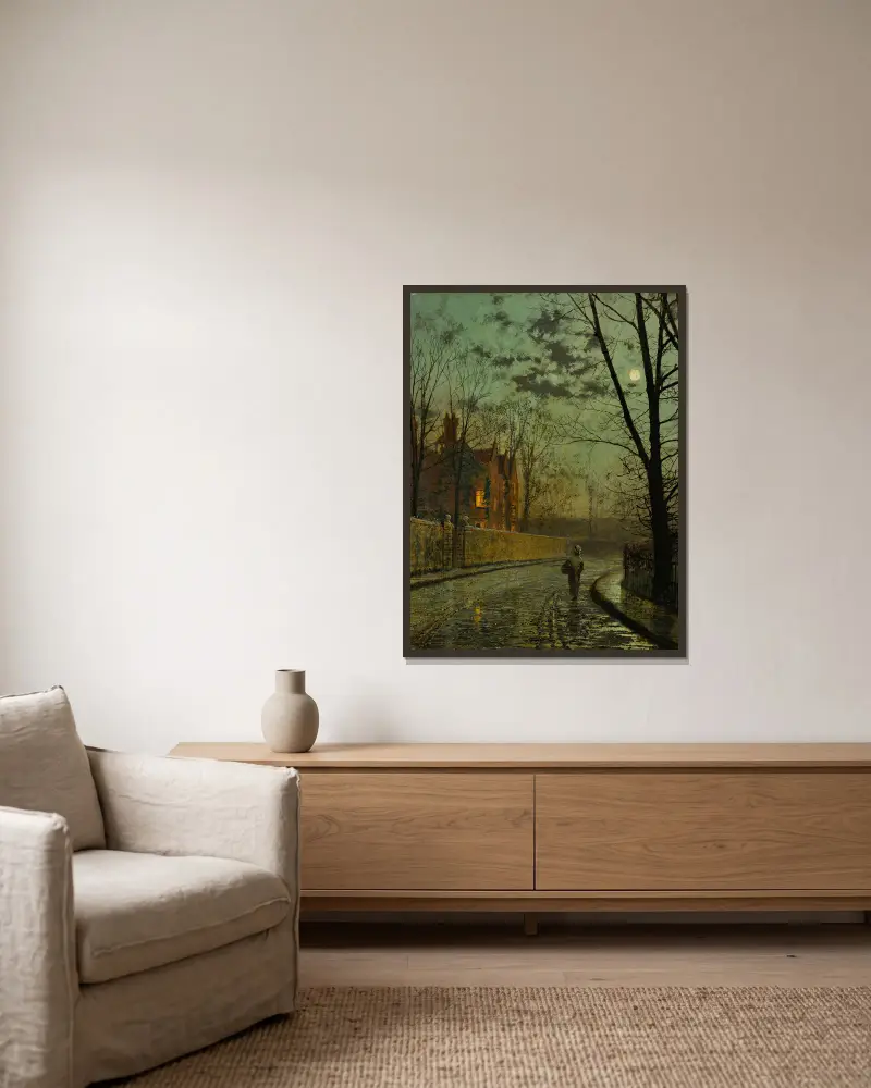 Po deszczu, John Atkinson Grimshaw w ramie na ścianie