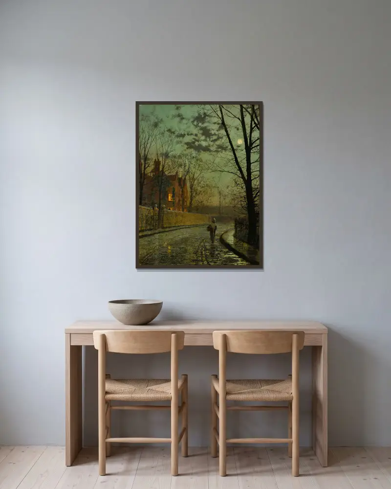 Po deszczu, John Atkinson Grimshaw w ramie na ścianie