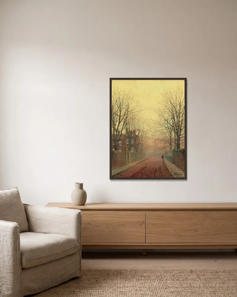 Eine Herbstgasse, 1883 von John Atkinson Grimshaw gerahmt an einer Wand