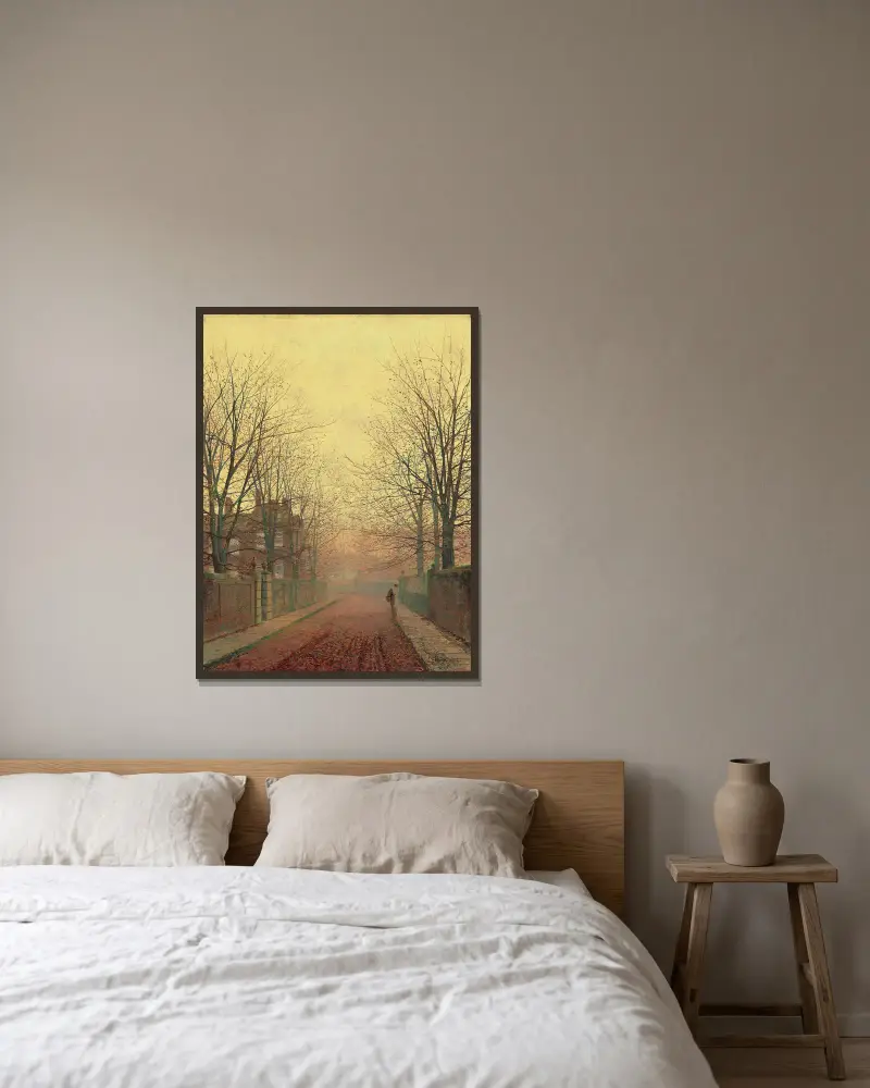 Eine Herbstgasse, 1883 von John Atkinson Grimshaw gerahmt an einer Wand