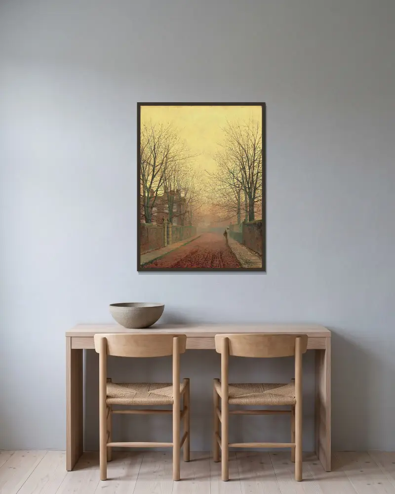 Eine Herbstgasse, 1883 von John Atkinson Grimshaw gerahmt an einer Wand