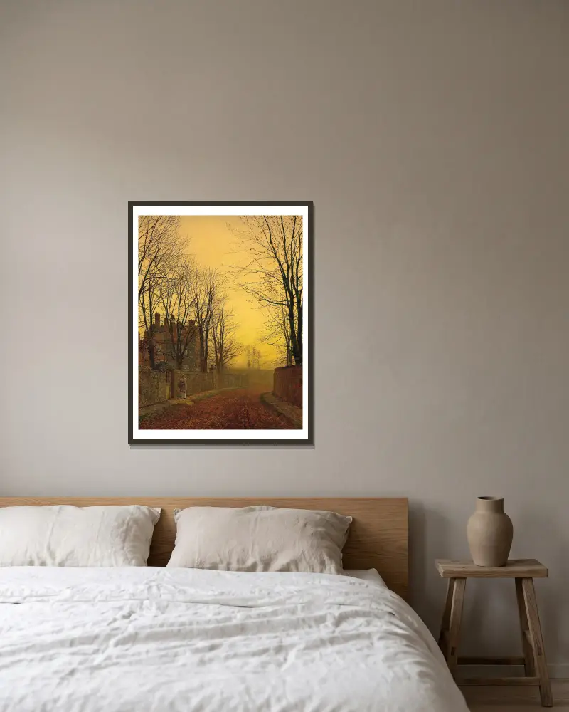 Podzimní alej, 1886, John Atkinson Grimshaw v rámu na stěně