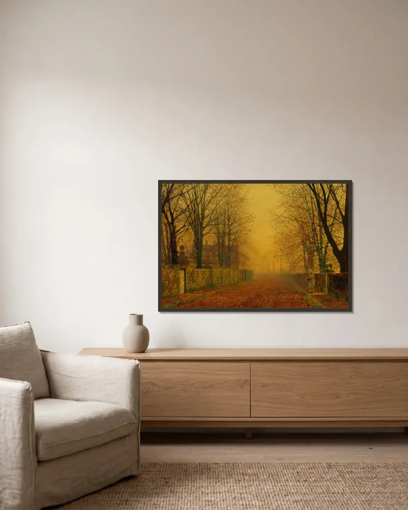 Večerní záře, John Atkinson Grimshaw v rámu na stěně