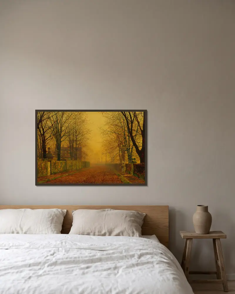Večerní záře, John Atkinson Grimshaw v rámu na stěně
