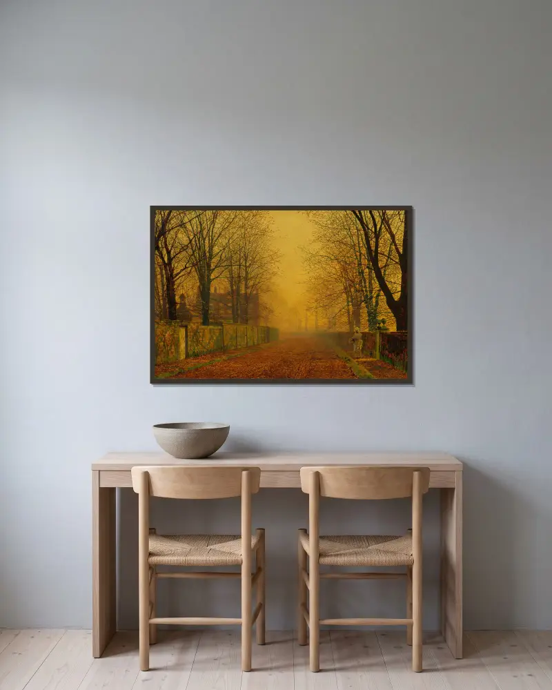 Večerní záře, John Atkinson Grimshaw v rámu na stěně
