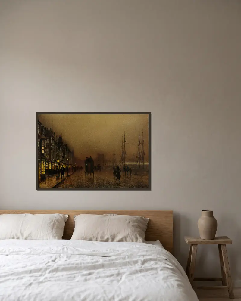 Glasgow Docks, John Atkinson Grimshaw v rámu na stěně