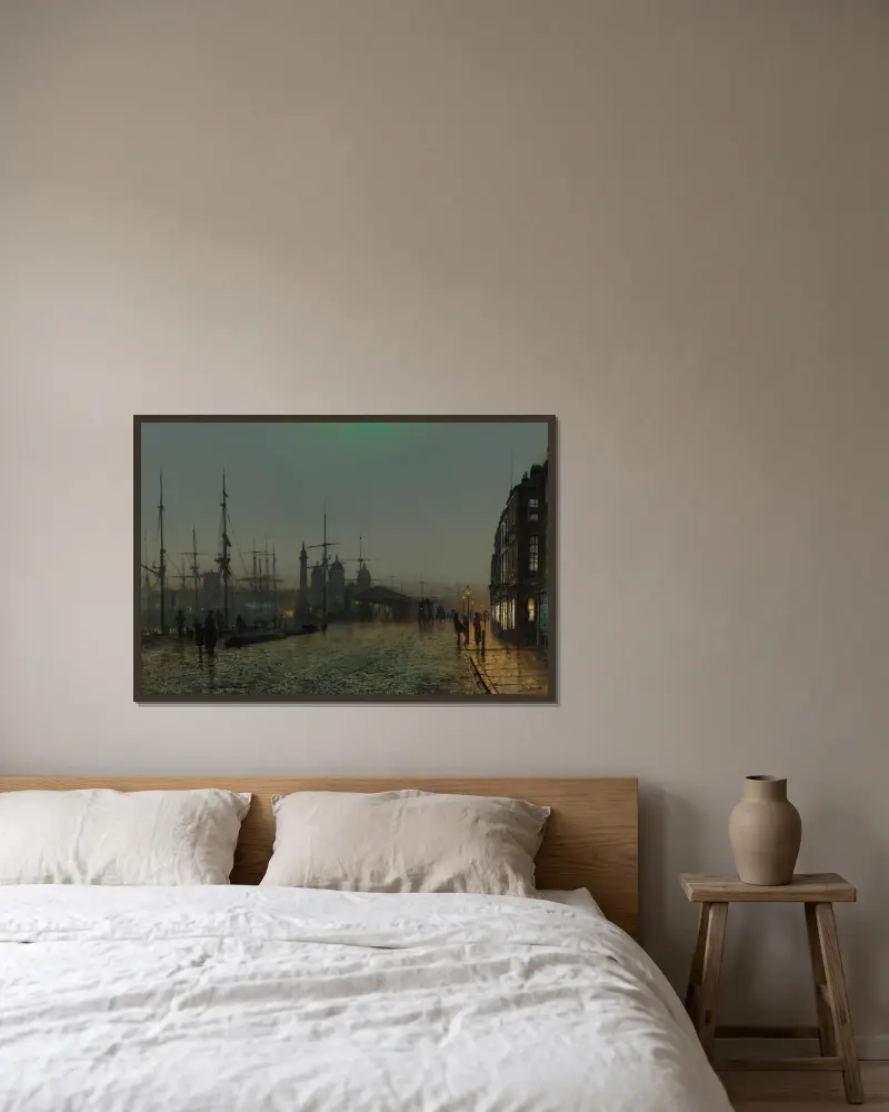 Doki w Hull nocą, John Atkinson Grimshaw w ramie na ścianie