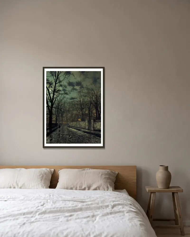 Listopad, John Atkinson Grimshaw v rámu na stěně