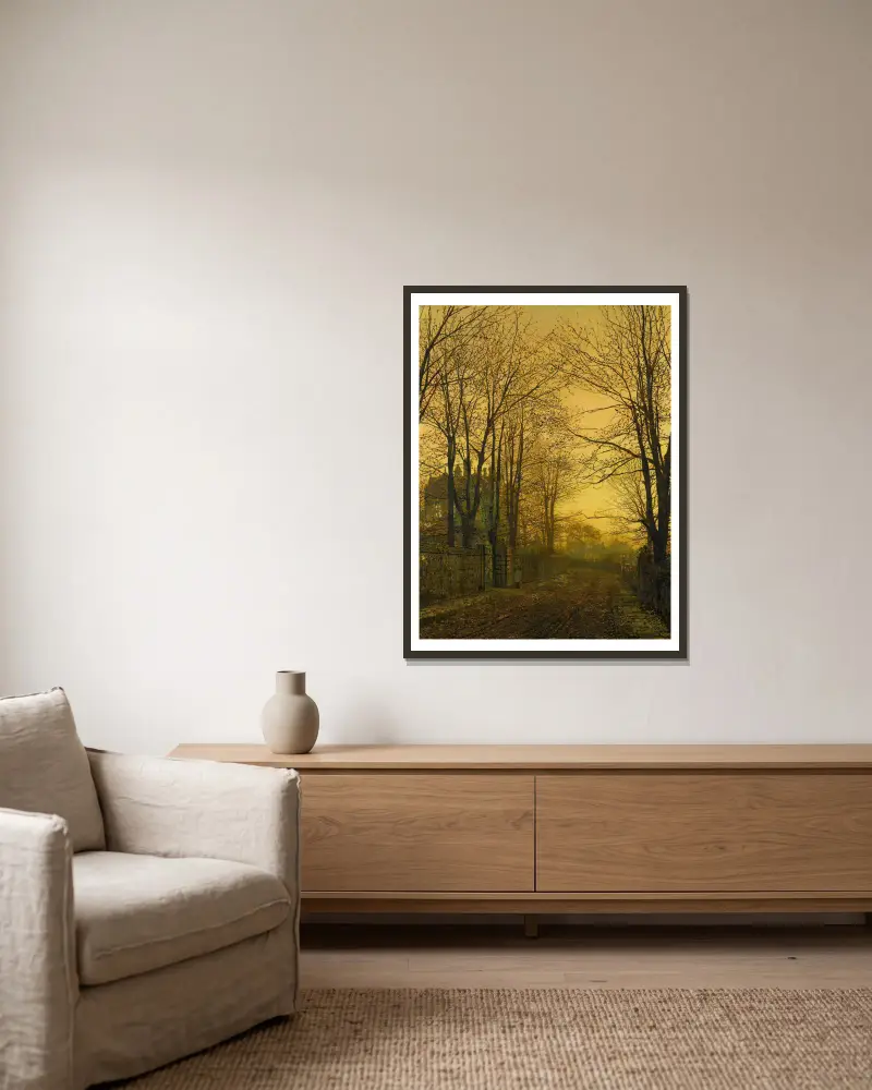 Říjnový dosvit, John Atkinson Grimshaw v rámu na stěně