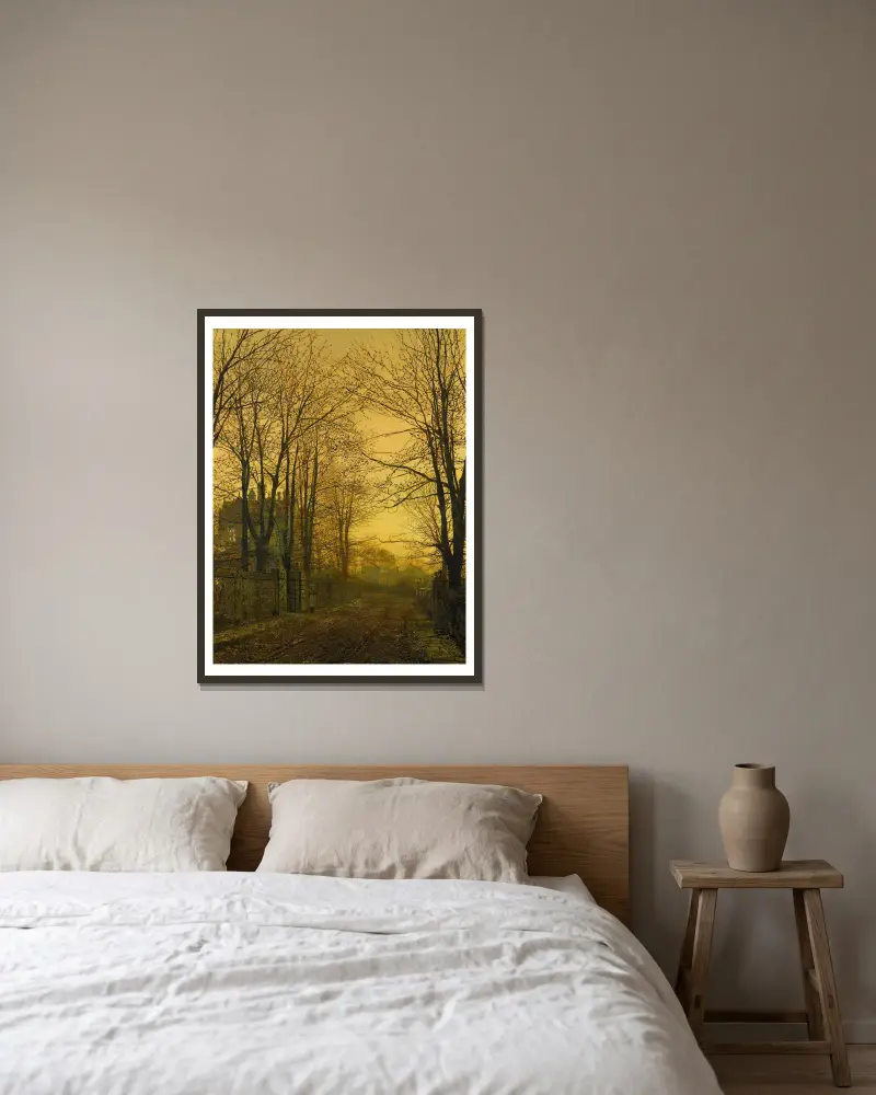 Říjnový dosvit, John Atkinson Grimshaw v rámu na stěně