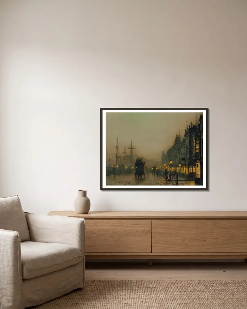 Reekie, Glasgow – nr 1 av John Atkinson Grimshaw inramad på en vägg