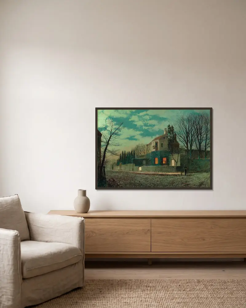 Yew Court, Scalby, John Atkinson Grimshaw v rámu na stěně