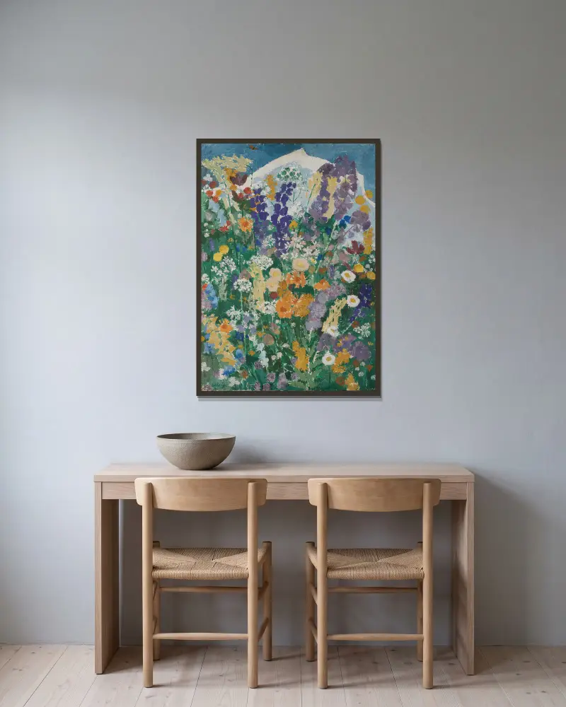 Blumen am Berg av August Babberger inramad på en vägg