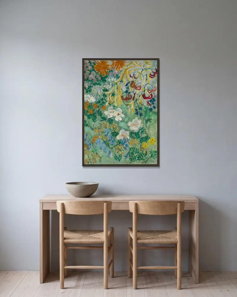Blumen av August Babberger inramad på en vägg