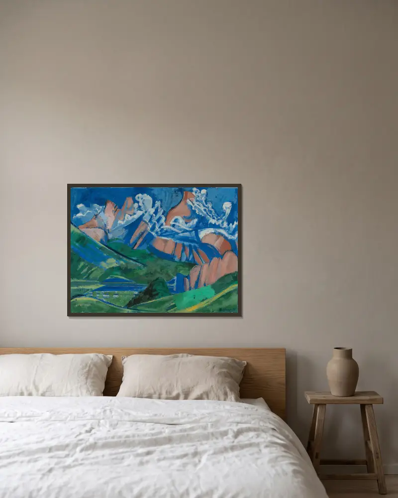 Landschaft av August Babberger inramad på en vägg