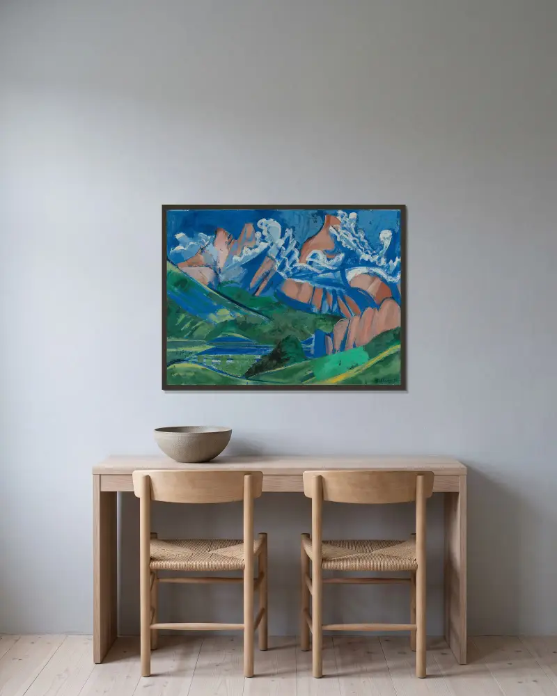 Landschaft av August Babberger inramad på en vägg