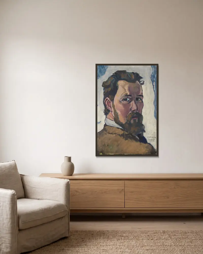 Selbstbildnis von August Babberger gerahmt an einer Wand