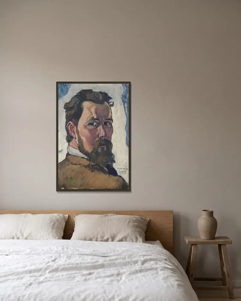 Selbstbildnis von August Babberger gerahmt an einer Wand