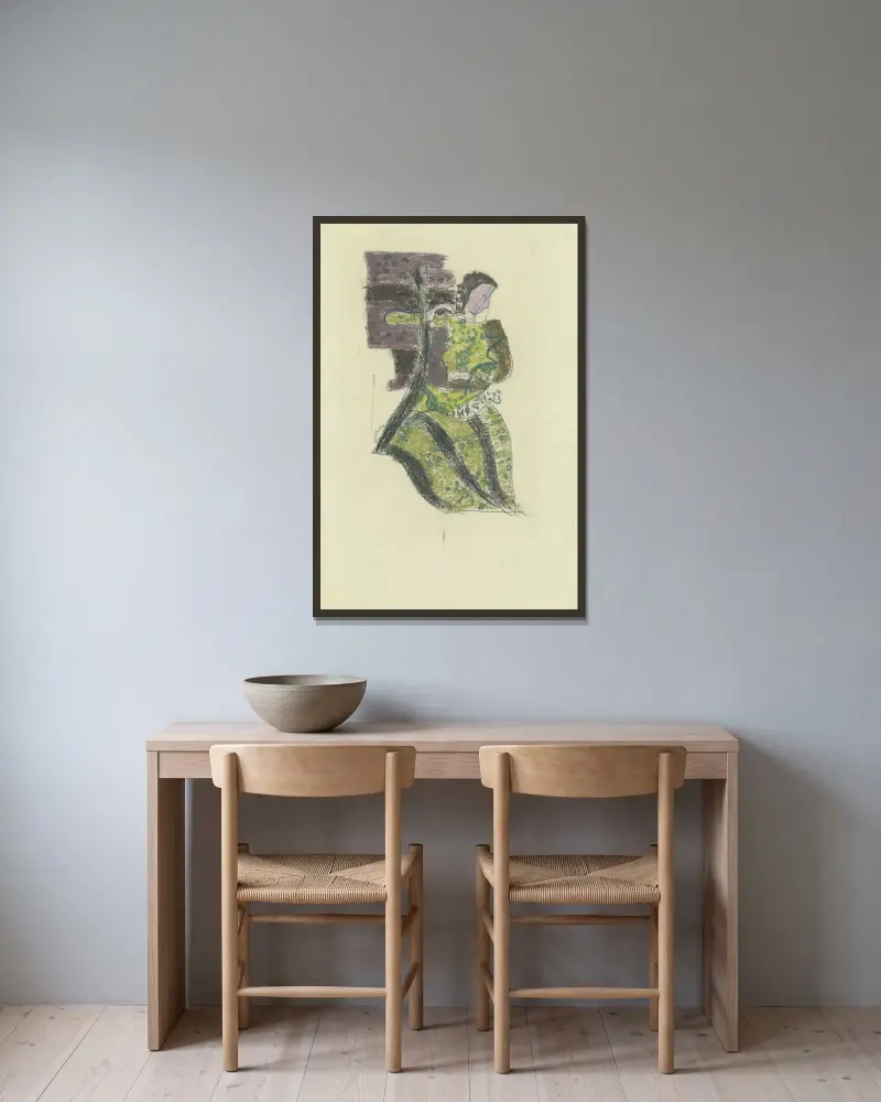 Weibliche Figur nach rechts av August Babberger inramad på en vägg