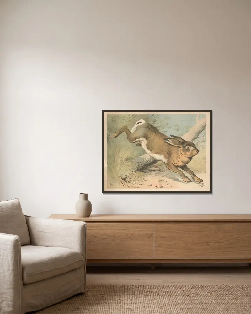 Hare (variant) av Oluf August Hermansen inramad på en vägg