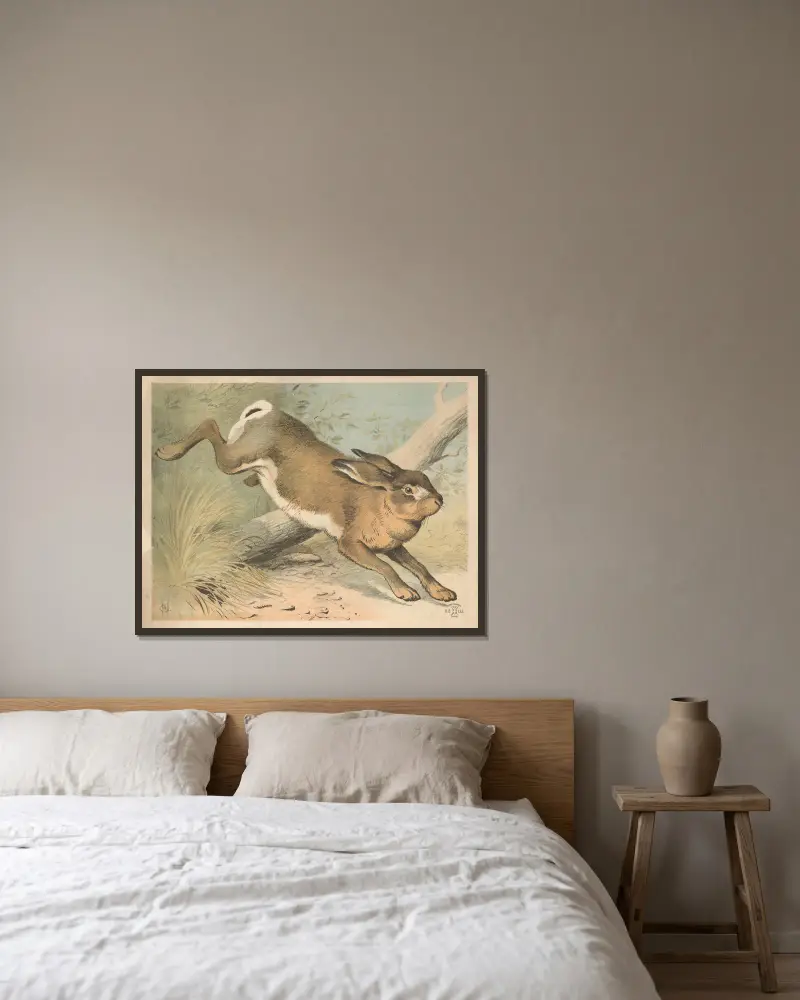 Hare (variant) av Oluf August Hermansen inramad på en vägg