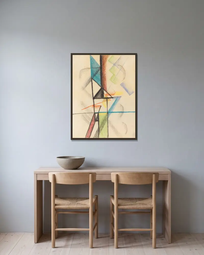 Abstrakte Formen V av August Macke inramad på en vägg