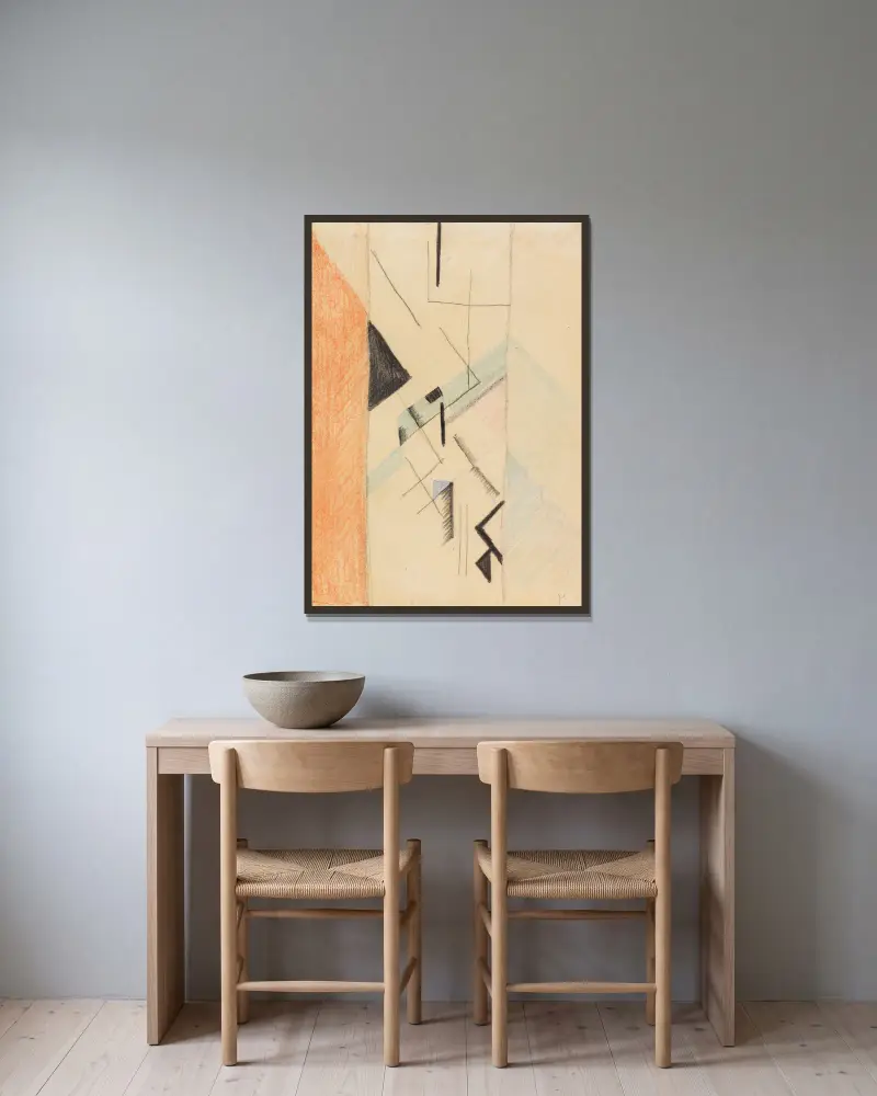 Abstrakte Formen XX av August Macke inramad på en vägg