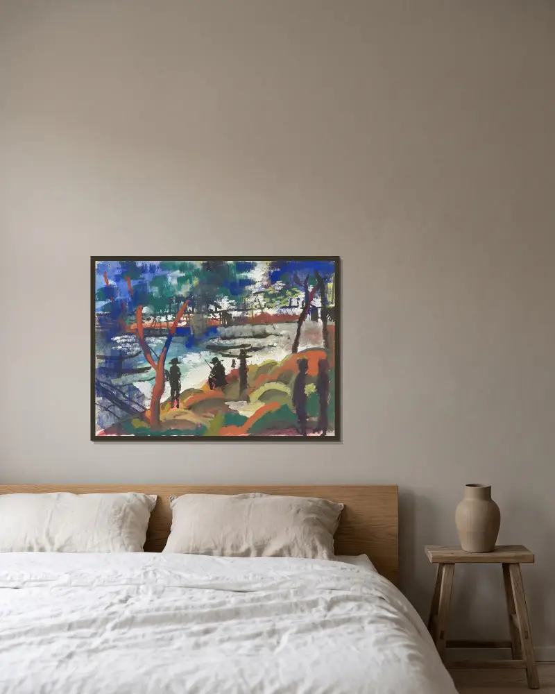 Angler am Fluss av August Macke inramad på en vägg