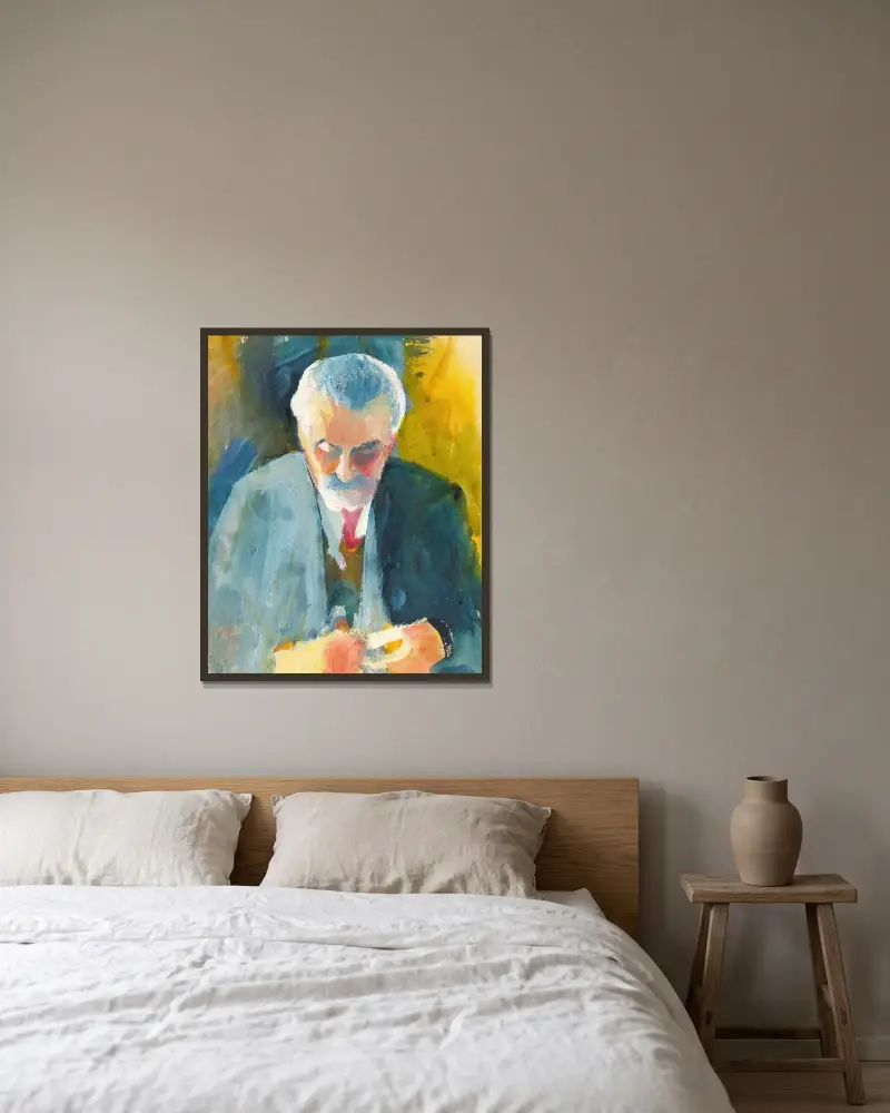 Bildnisstudie Bernhard Koehler von August Macke gerahmt an einer Wand